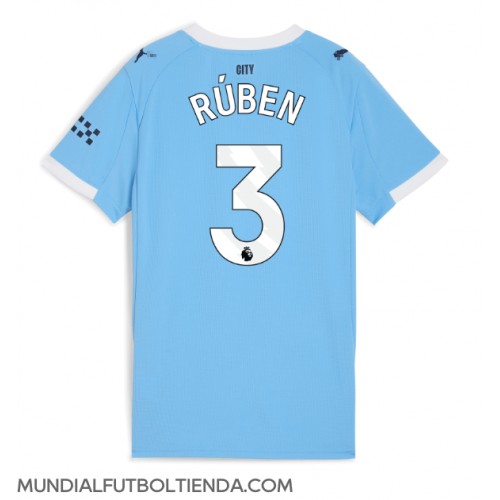 Camiseta Manchester City Ruben Dias #3 Primera Equipación Replica 2025-26 para mujer mangas cortas
